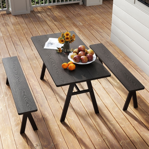 Gymax 3-Person Outdoor Bench Set of 2 w/ 800 LBS Bearing Capacity for Garden