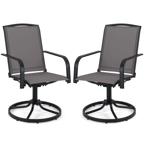 GYMAX  Patio Swivel Chairs Set Of 2 W/ High Back & Round Metal Base for Backyard