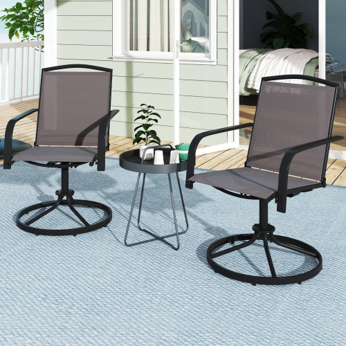 Gymax Patio Swivel Chairs Set of 2 w/ High Back & Round Metal Base for Backyard