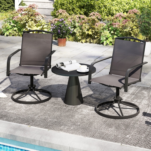 Gymax Patio Swivel Chairs Set of 2 w/ High Back & Round Metal Base for Backyard