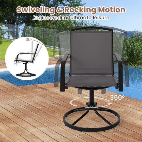 Gymax Patio Swivel Chairs Set of 2 w/ High Back & Round Metal Base for Backyard