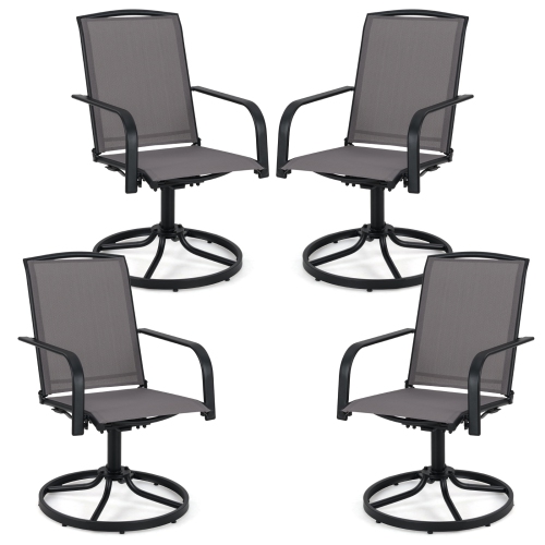 GYMAX  Patio Swivel Chairs Set Of 4 W/ High Back & Round Metal Base for Backyard