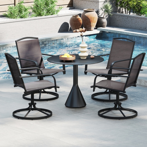 Gymax Patio Swivel Chairs Set of 4 w/ High Back & Round Metal Base for Backyard