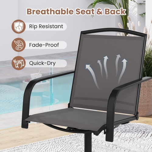 Gymax Patio Swivel Chairs Set of 4 w/ High Back & Round Metal Base for Backyard