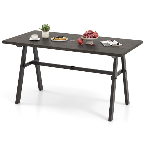 GYMAX  59" X 29.5" Rectangle Rustproof Patio Dining Table W/ 1.93" Umbrella Hole