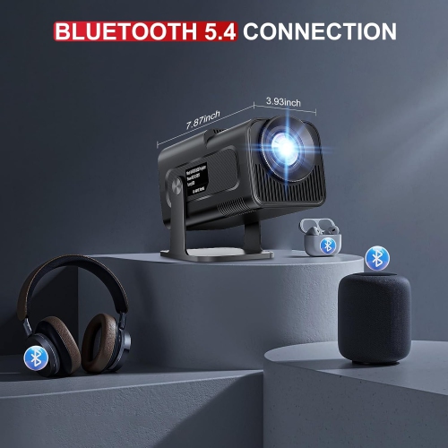 GoodLuck Tech 4K Smart Projector: Android 13, WiFi, Bluetooth, Auto Keystone, Built-in Apps, 1080P Mini Portable