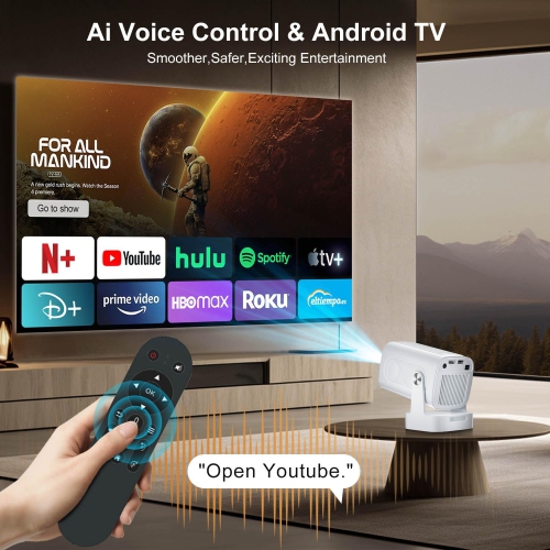 GoodLuck TechSmart Short Throw Projector: Auto Focus & Keystone, WiFi/Bluetooth 5.4, Android 11, Built-in Apps, Native 1080P 4K Support, Mini Portable