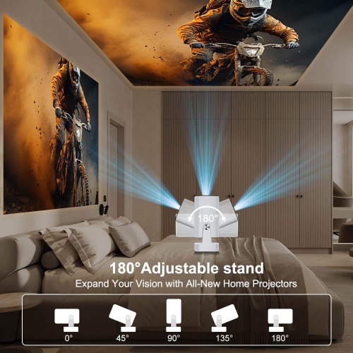 GoodLuck TechSmart Short Throw Projector: Auto Focus & Keystone, WiFi/Bluetooth 5.4, Android 11, Built-in Apps, Native 1080P 4K Support, Mini Portable