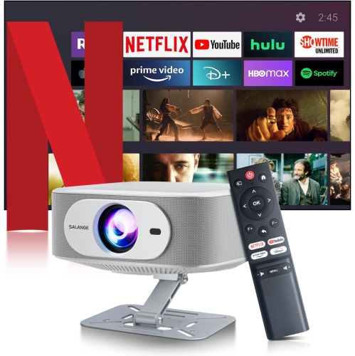 GoodLuck Tech N+ Licensed Smart Projector: Android 13, WiFi/Bluetooth, 400 ANSI Lumens, 1080P Native, Auto Keystone/Elec Focus, Built-in Apps, Mini