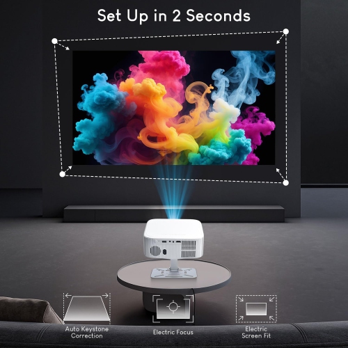 GoodLuck Tech N+ Licensed Smart Projector: Android 13, WiFi/Bluetooth, 400 ANSI Lumens, 1080P Native, Auto Keystone/Elec Focus, Built-in Apps, Mini