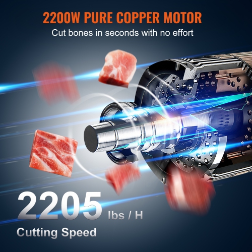 VEVOR 2200W Commercial Electric Meat Bandsaw, Stainless Steel Countertop Bone Sawing Machine, Workbeach 18.5" x 20.9", 0-7.1 Inch Cutting