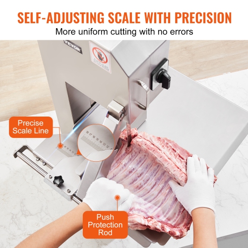 VEVOR 2200W Commercial Electric Meat Bandsaw, Stainless Steel Countertop Bone Sawing Machine, Workbeach 18.5" x 20.9", 0-7.1 Inch Cutting