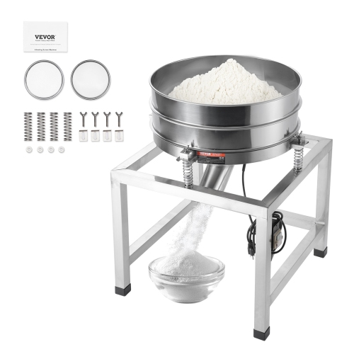 VEVOR 25W Automatic Electric Vibrating Sieve, Stainless Steel Sifter Shaker Machine with 40+100 Mesh,Automatic Powder Sifter Machine with Stand and