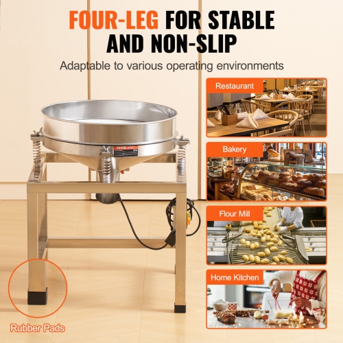 VEVOR 25W Automatic Electric Vibrating Sieve, Stainless Steel Sifter Shaker Machine with 40+100 Mesh,Automatic Powder Sifter Machine with Stand and