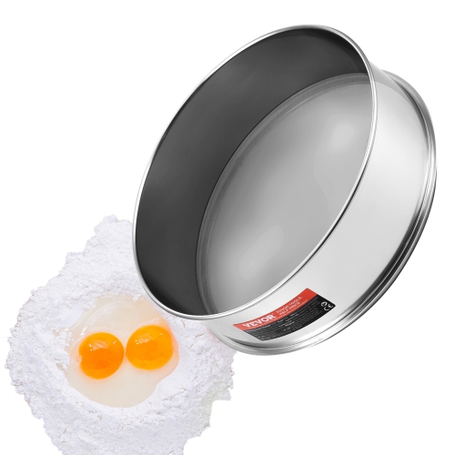 VEVOR 80 Mesh Flour Sieve Fine Mesh, Flour Sifter, 304 Stainless Steel Fine Mesh Sifter Food-grade, Dia. 12.6" Fine Mesh Strainers for Baking, 5