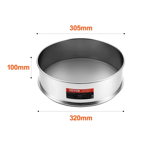 VEVOR 80 Mesh Flour Sieve Fine Mesh, Flour Sifter, 304 Stainless Steel Fine Mesh Sifter Food-grade, Dia. 12.6" Fine Mesh Strainers for Baking, 5