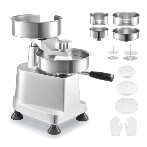 VEVOR Commercial Burger Patty Maker, Hamburger Beef Patty Maker with 3 Convertible Mold(4/5/6-inch), Heavy Duty Stainless Steel Burger Press Machine,