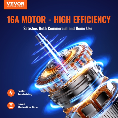 VEVOR 750W Commercial Meat Tenderizer, Heavy Duty 304 Stainless Steel Kitchen Tool with Meat Tong, Cleaning Brush, and Tray, Electric Meat Tenderizer