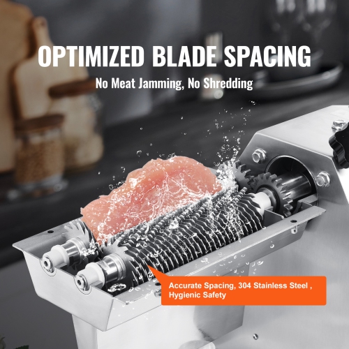 VEVOR 750W Commercial Meat Tenderizer, Heavy Duty 304 Stainless Steel Kitchen Tool with Meat Tong, Cleaning Brush, and Tray, Electric Meat Tenderizer