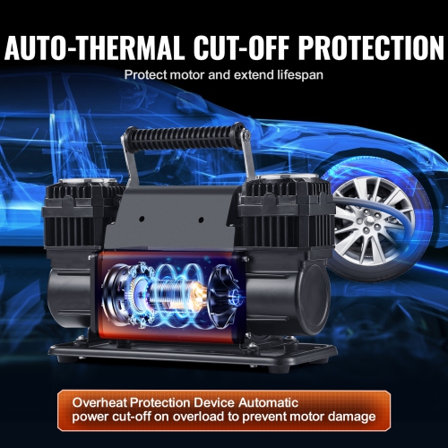 VEVOR 10.6 CFM Heavy Duty Air Compressor, 30s Fast Inflation | Dual-Cylinder Portable Tire Inflator, 12V 150PSI Offroad Air Pump with Adapters for