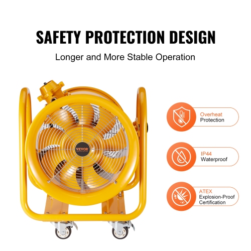 VEVOR 16" Portable Ventilator, Heavy Duty Cylinder Fan, 1100W Strong Shop Exhaust Fan 4240CFM, 16.4ft Power Cord, Industrial Utility Blower for