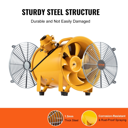 VEVOR 12" Portable Ventilator, Heavy Duty Cylinder Fan, 550W Strong Shop Exhaust Fan 2500CFM, 9.8ft Power Cord, Industrial Utility Blower for Sucking