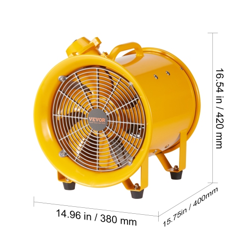 VEVOR 12" Portable Ventilator, Heavy Duty Cylinder Fan, 550W Strong Shop Exhaust Fan 2500CFM, 9.8ft Power Cord, Industrial Utility Blower for Sucking
