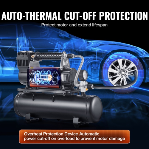 VEVOR 12V Heavy Duty Air Compressor with 6L Tank Kit, 6.35 CFM Portable Tire Inflator, 150PSI Offroad Air Compressor with Digital Pressure Gauge Tire