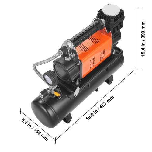 VEVOR 12V Heavy Duty Air Compressor with 6L Tank Kit, 6.35 CFM Portable Tire Inflator, 150PSI Offroad Air Compressor with Digital Pressure Gauge Tire