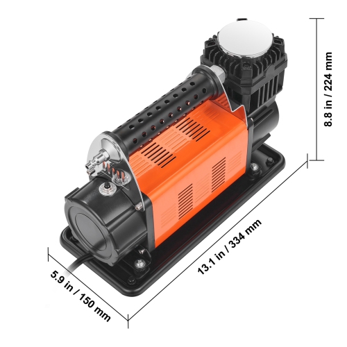 VEVOR 12V Portable Tire Inflator, 7.06CFM Heavy Duty Air Compressor, 150PSI Offroad Air Pump with Adapters - Include 6.5FT Power Cord, 26FT Air Hose