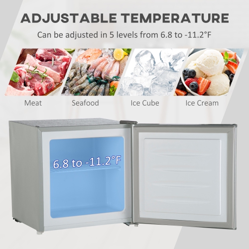 HOMCOM Compact Upright Freezer, 1.1 Cubic Feet Mini Freezer with Reversible Door, Removable Shelf, Adjustable Temperature for Home Office, Apartment,