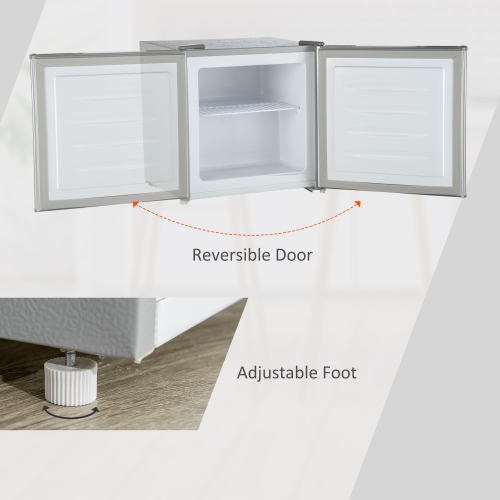 HOMCOM Compact Upright Freezer, 1.1 Cubic Feet Mini Freezer with Reversible Door, Removable Shelf, Adjustable Temperature for Home Office, Apartment,