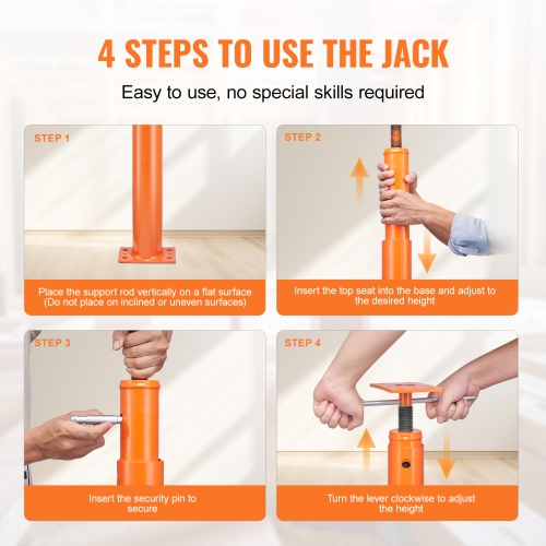 VEVOR 54"-150" House Floor Jack, 11200 lbs Max Load Capacity, Adjustable Support Beam Basement Jack Post Pole for Leveling,Lift Support Steel