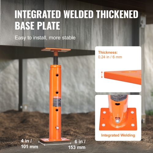 VEVOR 19"-36" House Floor Jack, 18000 lbs Max Load Capacity, Adjustable Support Beam Basement Jack Post Pole for Leveling, Lift Support Steel