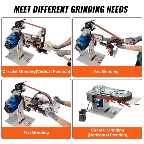 VEVOR 72 x 2 Inch Belt Grinder Sander, Variable Speed Belt Polisher with VFD, 1500W Knife Sharpener with 3 Grinding Moulds & 3PCS Sanding Belts,