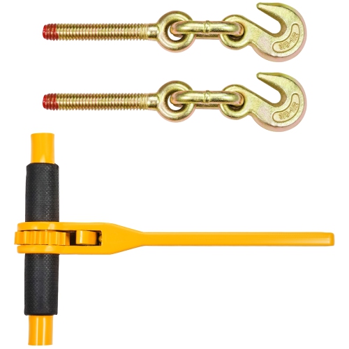 VEVOR 3/8"-1/2" Chain and Binder Kit, Ratchet Load Binders 9200 lbs Working Load Limit, 3/8" x 10' G80 Chains with Grab Hooks, Ratchet Binders and