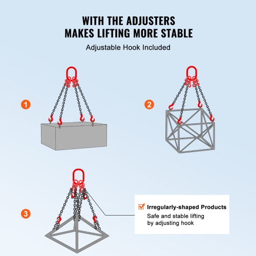 VEVOR 5/16 inch x 10 ft Chain Sling, Lifting Chains with Hooks,G80 Engine Chain Hoist Lifts, 11000 lbs/5 Ton Lifting Sling Chains for Engine