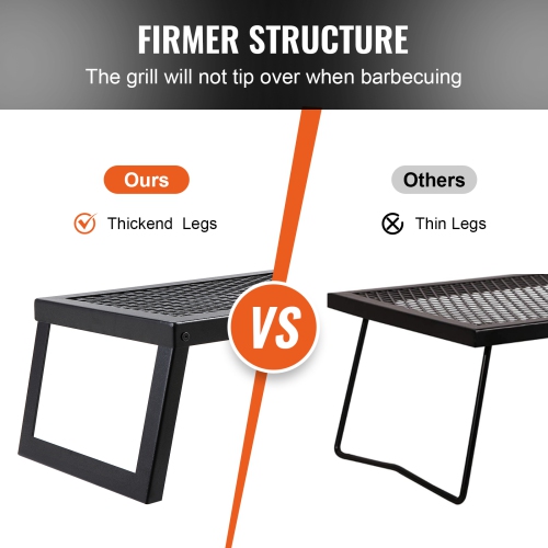 VEVOR 18" Folding Campfire Grill, Heavy Duty Steel Mesh Grate, Portable Camping Grates Over Fire Pit, Camp Fire Cooking Equipment with Legs Carrying