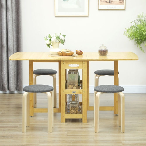 HOMCOM Stackable Stools Set of 4, Backless Stacking Chairs with Padded Seat, Round Kitchen Stools for Dining Room, Living Room, Grey