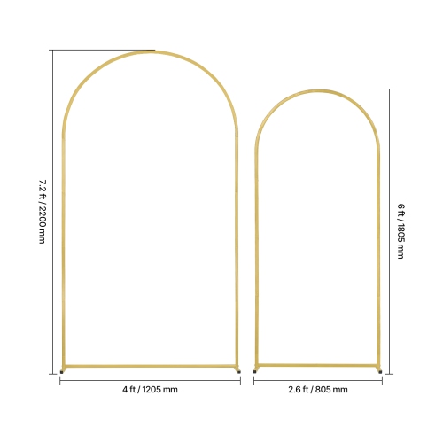 VEVOR 7.2FT & 6FT Wedding Arch Backdrop Stand, Set of 2 Stand with Case Connection & Chassis Crossbar Design, Easy-to-Assemble, with Metal, Fit for