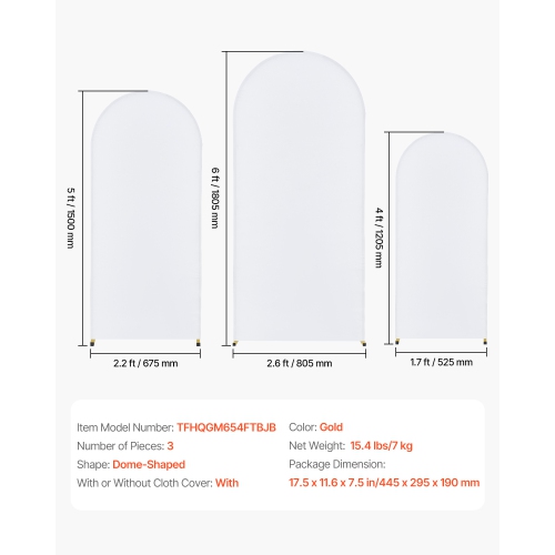 VEVOR 3 Sets Wedding Arch Backdrop Stand, Metal Stable Stand with Case Connection & Chassis Crossbar Design, Easy-to-Assemble, with Gauze, Fit for