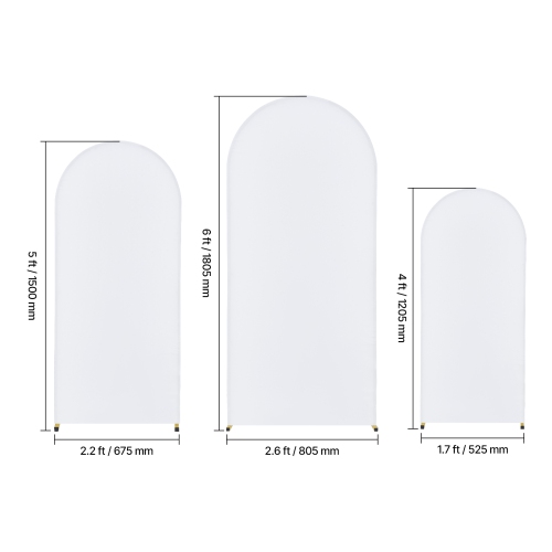 VEVOR 3 Sets Wedding Arch Backdrop Stand, Metal Stable Stand with Case Connection & Chassis Crossbar Design, Easy-to-Assemble, with Gauze, Fit for
