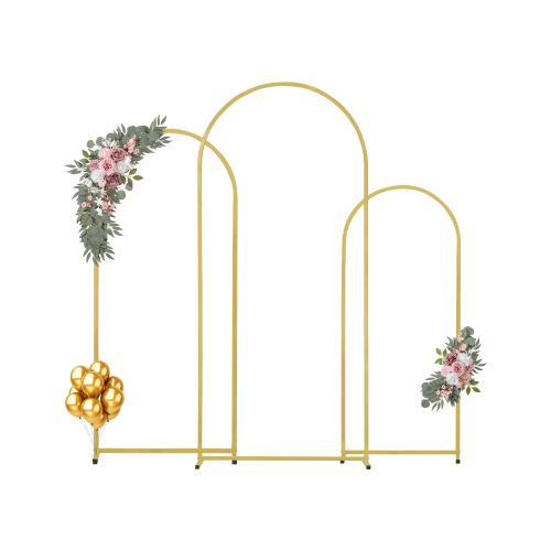 VEVOR 3 Sets Wedding Arch Backdrop Stand, Metal Stable Stand with Case Connection & Chassis Crossbar Design, Easy-to-Assemble, with Metal, Fit for