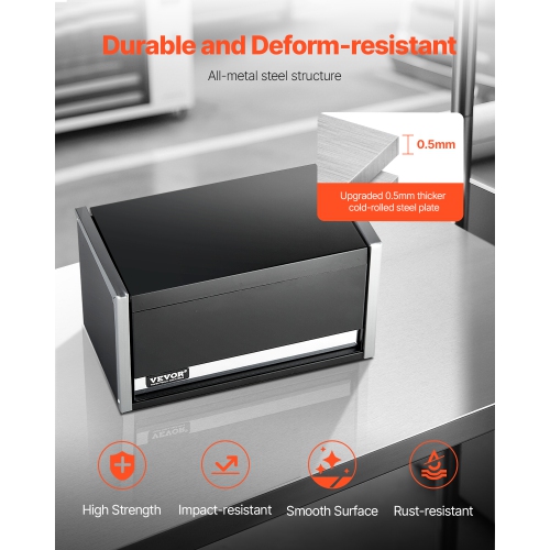 VEVOR 8.6-inch Portable Metal Tool Box, with 3 Drawers, Small Tool Chest with EVA Liners and PP Feet Pads, Heavy-Duty Steel With Ball Bearing Opening