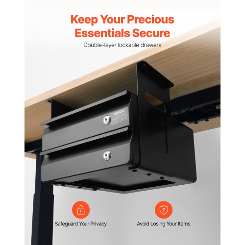 VEVOR&nbsp;13"&nbsp;Wide&nbsp;Under&nbsp;Desk&nbsp;Drawer&nbsp;Slide&nbsp;Out, 14x13x10&nbsp;in,&nbsp;Lockable