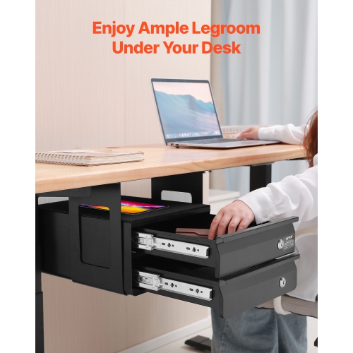 VEVOR&nbsp;13"&nbsp;Wide&nbsp;Under&nbsp;Desk&nbsp;Drawer&nbsp;Slide&nbsp;Out, 14x13x10&nbsp;in,&nbsp;Lockable