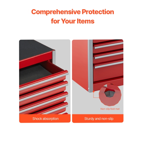 VEVOR 8.6-inch Portable Metal Tool Box, with 5 Drawers, Small Tool Chest with EVA Liners and PP Feet Pads, Heavy-Duty Steel With Ball Bearing Opening