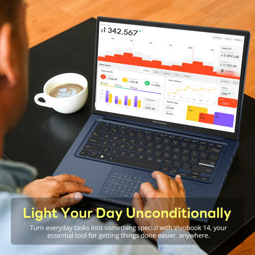 ASUS Vivobook 14" FHD Business Laptop, Intel i7-1355U, 1.28TB Storage(1TB SSD+288GB Docking Station Set),40GB RAM, Intel UHD Graphics, Number Pad,