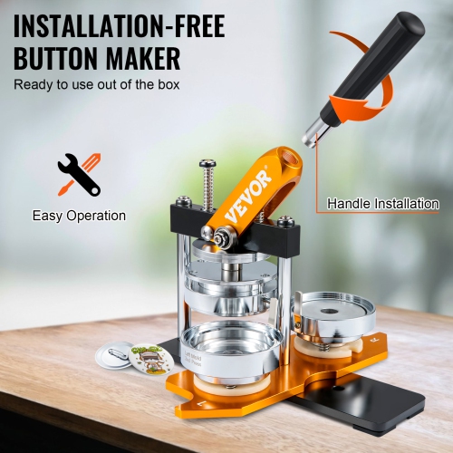 VEVOR 75 mm Button Maker Machine, Badge Punch Press Kit, Children DIY Gifts Pin Maker, Button Making Supplies with 500pcs Button Parts & Circle