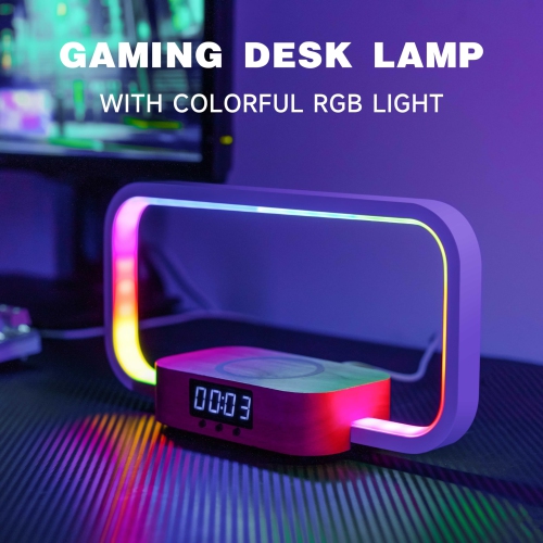 Bedside Table Lamp Wireless Charger Touch Nightstand Lamp with USB Port, Desk Lamp with RGB Modern LED Light for Bedroom, Living Room, Office